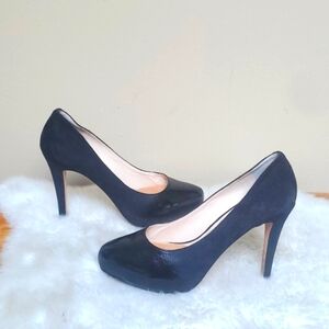 Signature Vince Camuto Black Ombre Patent Leather Suede Stilleto Pumps S…
